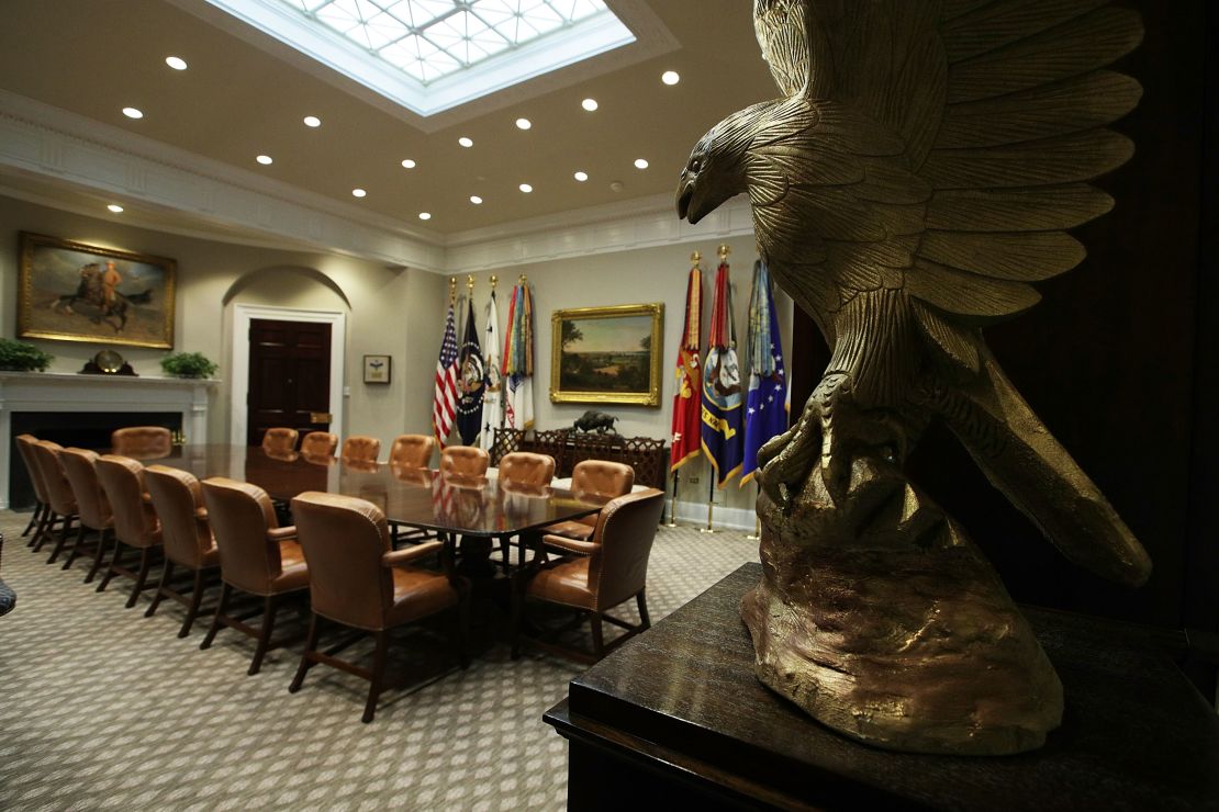 The Roosevelt Room of the White House is seen after renovations August 22, 2017 in Washington, DC.