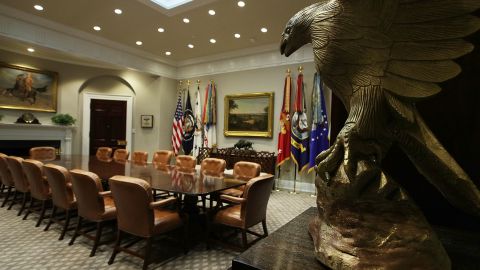 The Roosevelt Room of the White House is seen after renovations August 22, 2017 in Washington, DC.