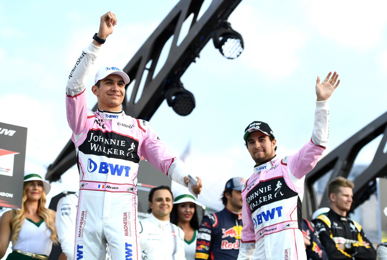Ocon is now teammates with Mexico's Sergio Perez (right). The pair have helped Force India to fourth place in the constructors' title so far this season.