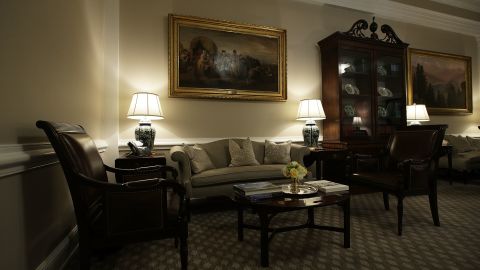 The West Wing lobby of the White House is seen after renovations August 22, 2017 in Washington, DC.