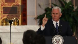 DORAL, FL - AUGUST 23:  Vice President Mike Pence speaks about the ongoing crisis in Venezuela at Our Lady of Guadalupe Catholic Church on August 23, 2017 in Doral, Florida.  Vice President Pence also met with members of the Venezuelan exile community to discuss the political crisis in the South American country.  (Photo by Joe Raedle/Getty Images)