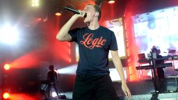 LOS ANGELES, CA - JULY 09:  Rapper Logic performs onstage at The Greek Theatre on July 9, 2017 in Los Angeles, California.  (Photo by Scott Dudelson/Getty Images)