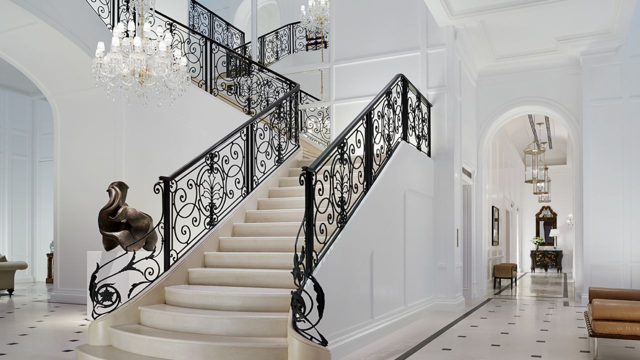A staircase in the lobby area.