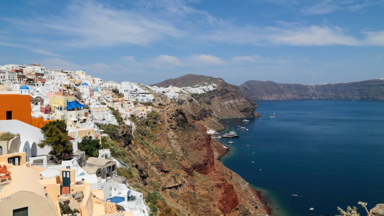 <strong>Oia, Santorini, Greece: </strong>On the northern tip of Greece's most famous caldera stands this picture-postcard village of white houses, windmills and blue-domed churches. Few Greek islands can match the sunset from here.