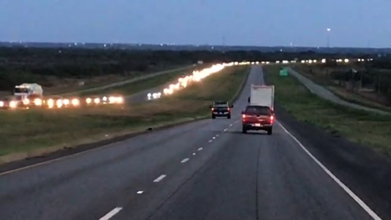 Traffic on Interstate 37 between San Antonio and Corpus Christi was backed up for miles Thursday.