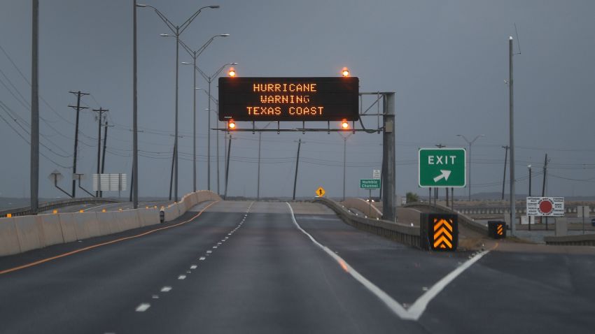 CORPUS CHRISTI, TX - AUGUST 25: A road sign warns travelers of the the approaching Hurricane Harvey on August 25, 2017 in Corpus Christi, Texas.  Hurricane Harvey has intensified into a hurricane and is aiming for the Texas coast with the potential for up to 3 feet of rain and 125 mph winds.  (Photo by Joe Raedle/Getty Images)