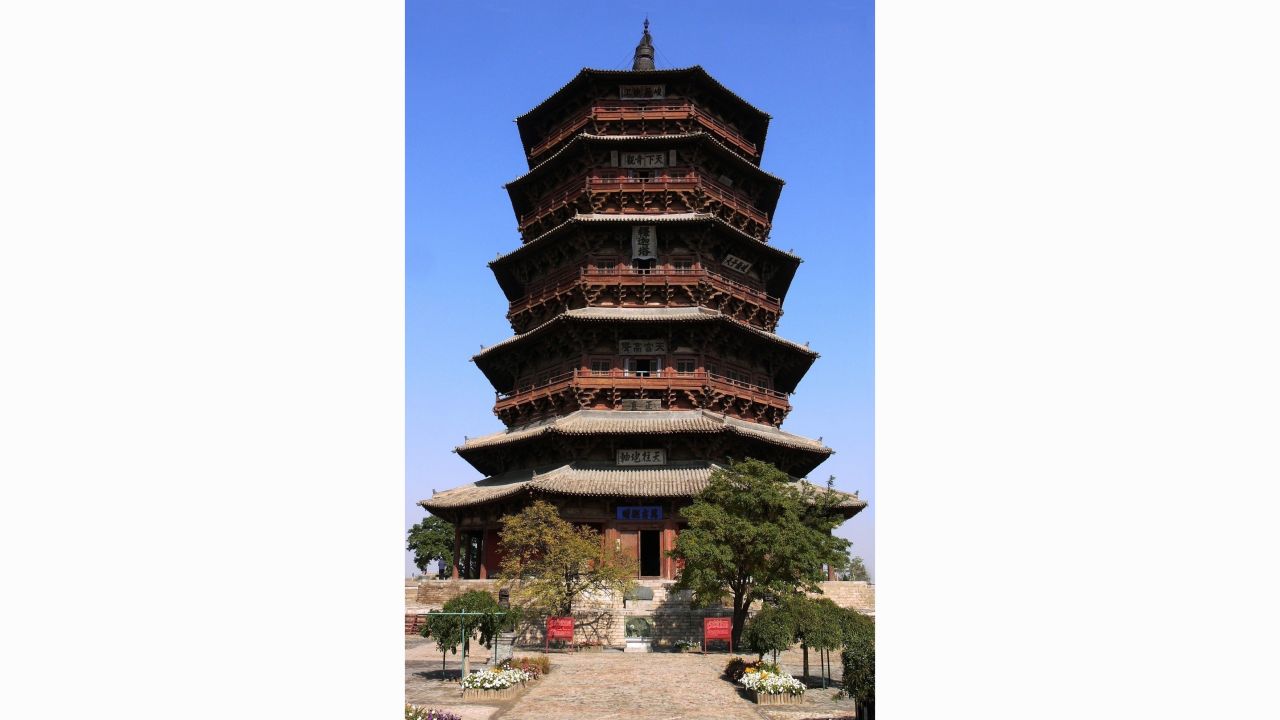 Yingxian County Wooden Pagoda in Suzhou, China.