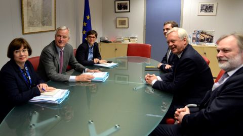 EU chief Brexit negotiator Michel Barnier and UK Brexit Secretary David Davis at the first round of talks.