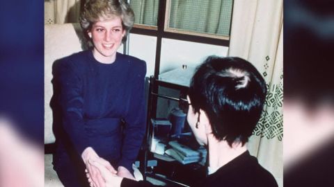 Princess Diana visits the AIDS clinic at Middlesex Hospital in London in April 1987.