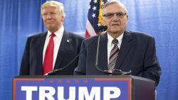 FILE - In this Jan. 26, 2016 file photo, then-Republican presidential candidate Donald Trump was joined by Joe Arpaio, the sheriff of metro Phoenix, during a news Trump was just a few weeks into his candidacy in 2015 when came to Phoenix for a speech that ended up being a bigger moment in his campaign than most people realized at the time. And now Trump is coming back to Arizona at another crucial moment in his presidency. (AP Photo/Mary Altaffer, File)