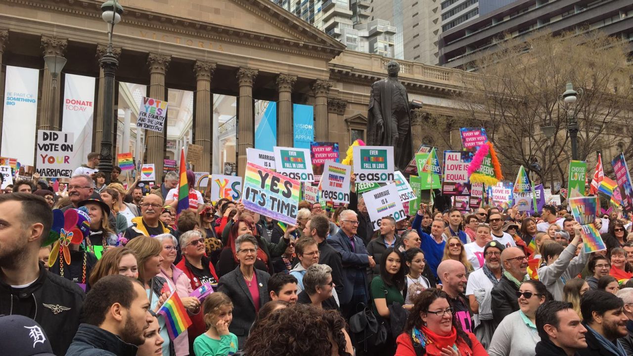Thousands attended a rally calling for a yes vote in Melbourne on August 26.