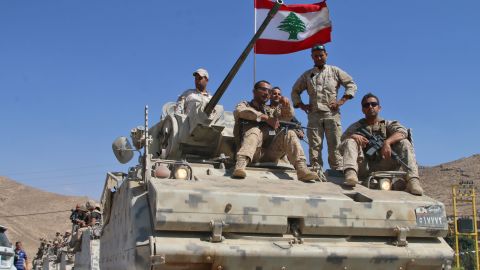 Lebanese army soldiers on August 21, 2017, after returning from the front-line with ISIS. 