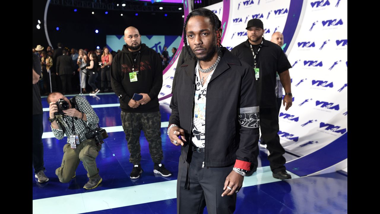 Kendrick Lamar arrives at the MTV Video Music Awards at The Forum in Inglewood, California, on Sunday, August 27. Lamar was nominated for eight awards this year. 
