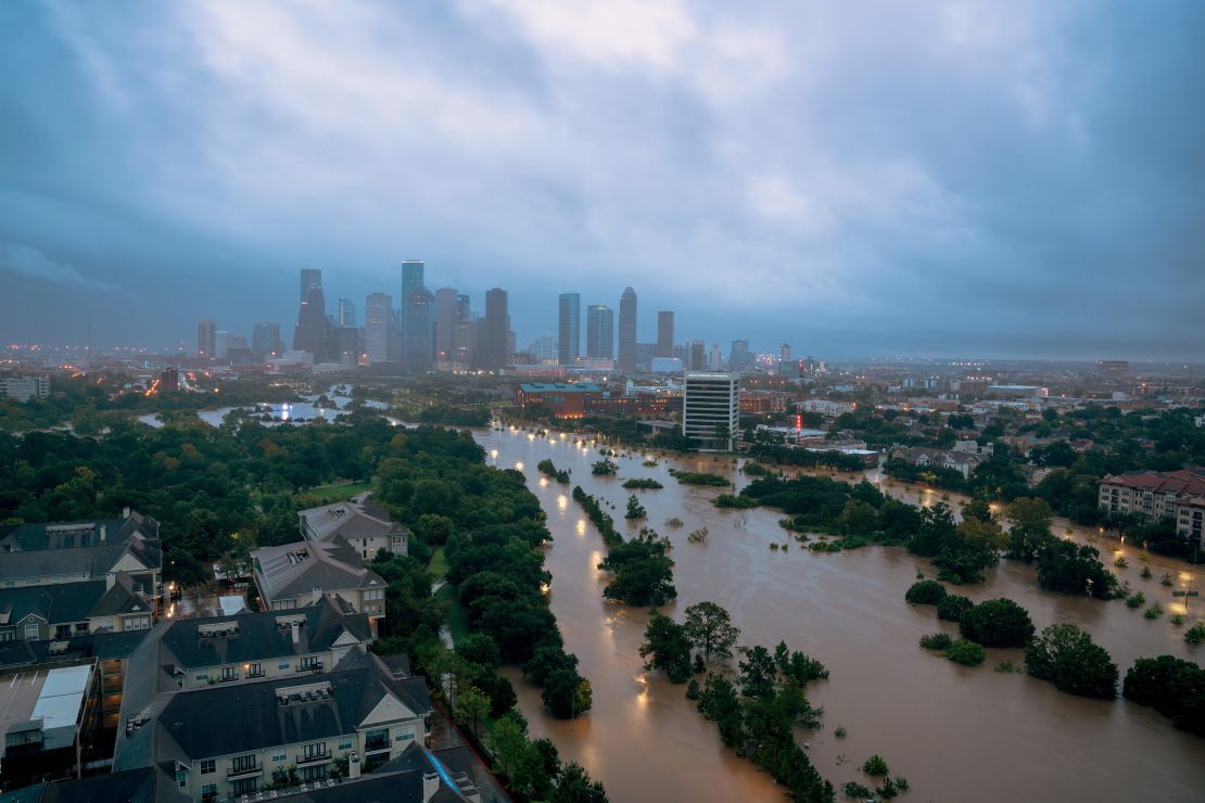 Hurricane Harvey aftermath, seen from Buffalo Bayou in Houston,.