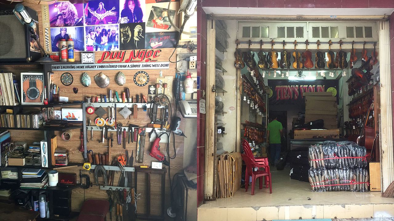 There are more than 30 shops selling guitars and other stringed instruments along the 500-meter Nguyen Thien Thuat.