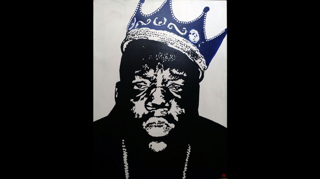 A painting of rapper Notorious BIG is available on online gallery site Bitpremier.com for 2.946 Bitcoin (or about $10,000, for the more traditional buyer).