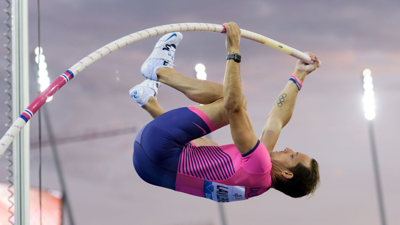 French pole vaulter Renaud Lavillenie competes during the Diamond League meet in Zurich, Switzerland, on Thursday, August 24. 