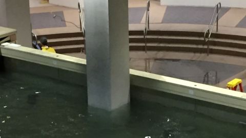 Parts of the megachurch were flooded, according to a spokesman.