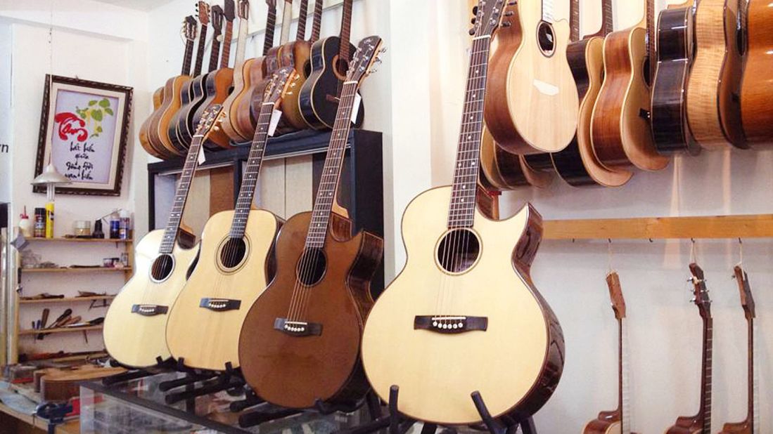 <strong>Saigon's "Guitar Street": </strong>Boasting more than 30 guitar shops on a 500-meter stretch, Ngyuyen Thien Thuat in Ho Chi Minh City is known for its affordable, high-quality acoustic guitars. 