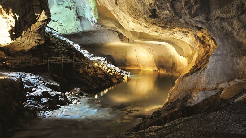 <strong>Gunung Mulu National Park: </strong>In addition to its dramatic cliffs, Mulu Park is known for its jaw-dropping cave chambers. Clearwater Cave is one of several caves open to visitors.