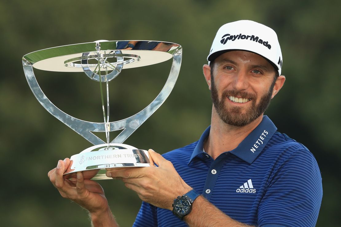 Dustin Johnson beat Jordan Spieth in a playoff to win The Northern Trust at Glen Oaks Club on Sunday.