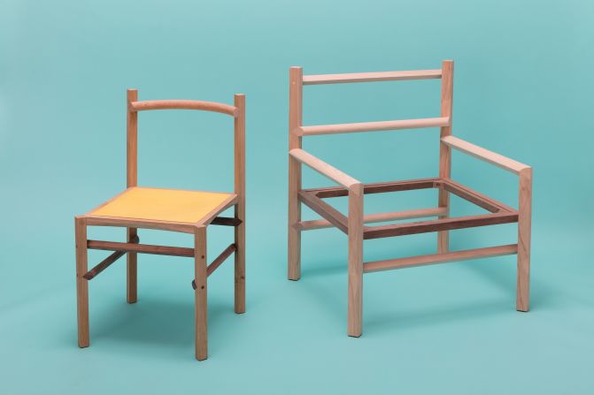 In the Brompton Design District, Martino Gamper will present a new collection of studio furniture based on an intricate wood joint. The Round & Square collection comprises chairs, tables and shelves that are all hand-crafted in his Hackney studio.