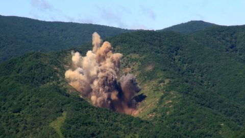 An explosion in northeastern South Korea after fighter jets drop MK 84 bombs as part of a live-fire drill Tuesday morning.