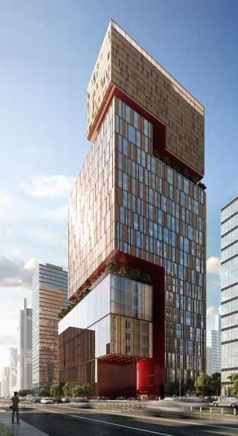 Architecture firm Bagot Woods designed this 590-foot-high dougong-inspired tower for an architecture competition. 