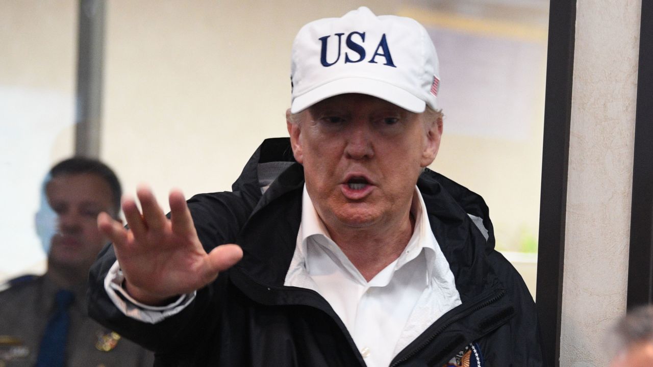 US President Donald Trump speaks at the Texas Department of Public Safety Emergency Operations Center in Austin, Texas on August 29, 2017, as rains from Hurricane Harvey continue to flood parts of Texas.
US President Donald Trump flew into storm-ravaged Texas Tuesday in a show of solidarity and leadership in the face of the deadly devastation wrought by Harvey -- as the battered US Gulf Coast braces for even more torrential rain. 
 / AFP PHOTO / JIM WATSON / The erroneous mention appearing in the metadata of this photo by JIM WATSON has been modified in AFP systems in the following manner: [Austin, Texas] instead of [Corpus Christi, Texas]. Please immediately remove the erroneous mention[s] from all your online services and delete it from your servers. If you have been authorized by AFP to distribute it to third parties, please ensure that the same actions are carried out by them. Failure to promptly comply with these instructions will entail liability on your part for any continued or post notification usage. Therefore we thank you very much for all your attention and prompt action. We are sorry for the inconvenience this notification may cause and remain at your disposal for any further information you may require.        (Photo credit should read JIM WATSON/AFP/Getty Images)