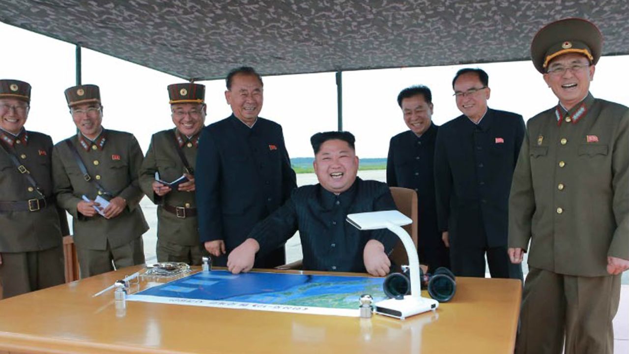 An undated photo appears to show North Korean leader Kim Jong Un overseeing a missile launch, likely to be the one launched by North Korea on August 29.