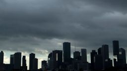 A view of the Houston skyline after heavy rains broke during the aftermath of Hurricane Harvey August 29, 2017. 