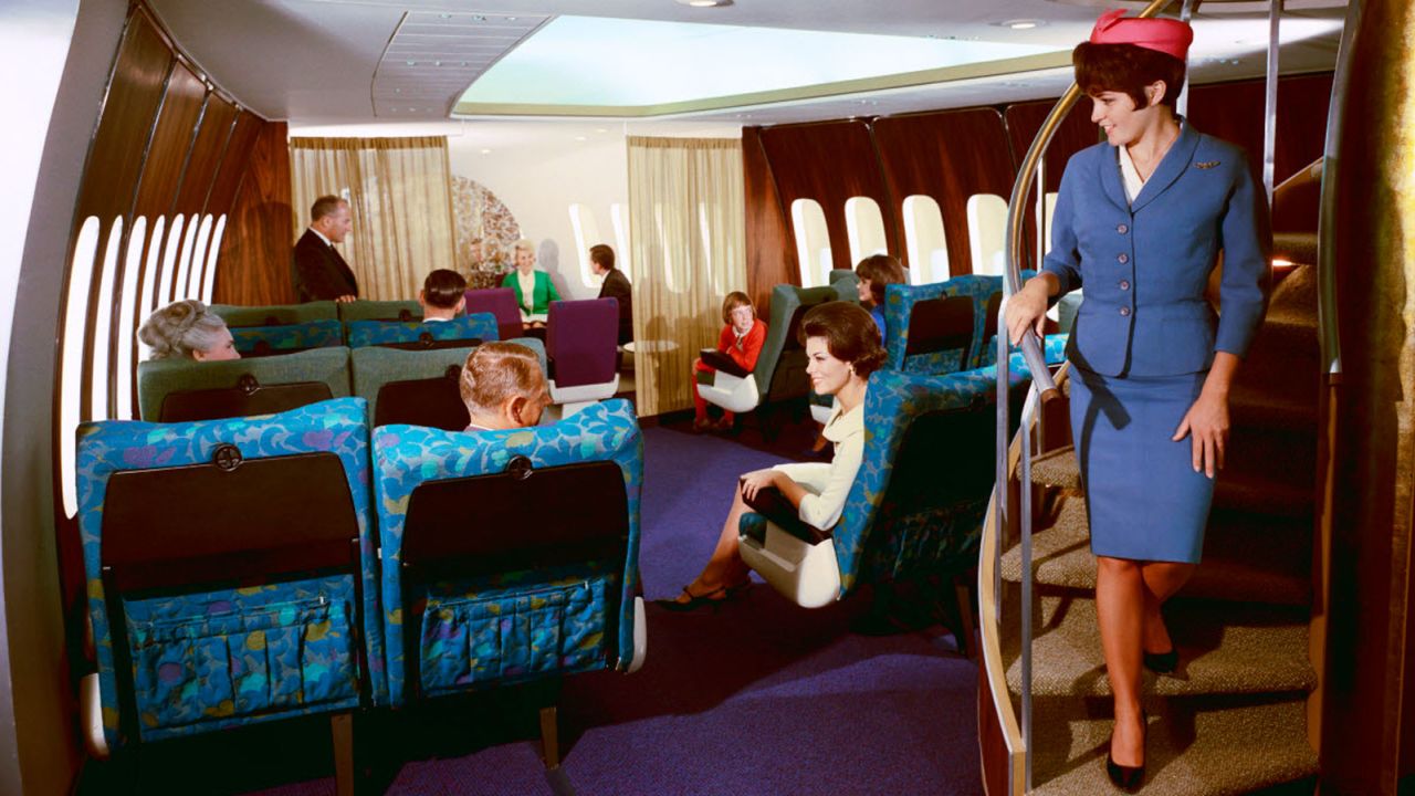 In its early days, the Boeing 747 offered a lounge, cocktail service and sometimes even a piano. 