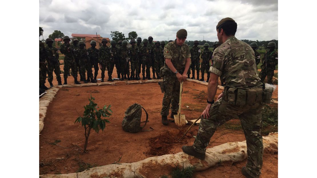 UK forces train Nigerian soldiers at a Nigerian military compound in northern Nigeria this week. 