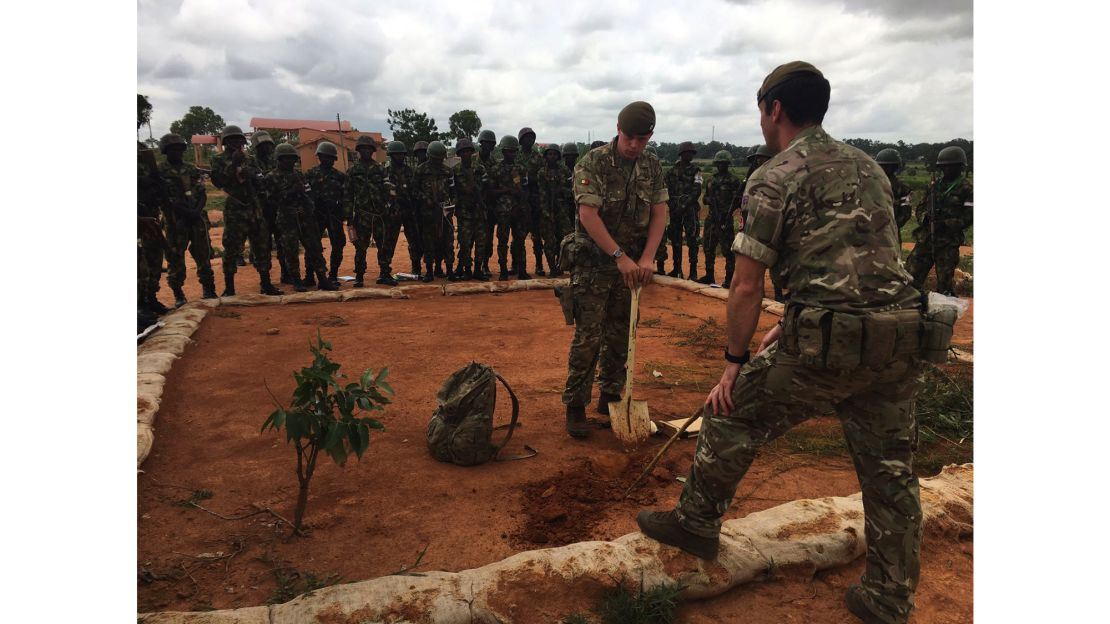 UK forces train Nigerian soldiers at a Nigerian military compound in northern Nigeria this week.