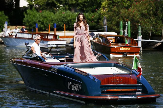 Victoria's Secret model Izabel Goulart poses on a boat.