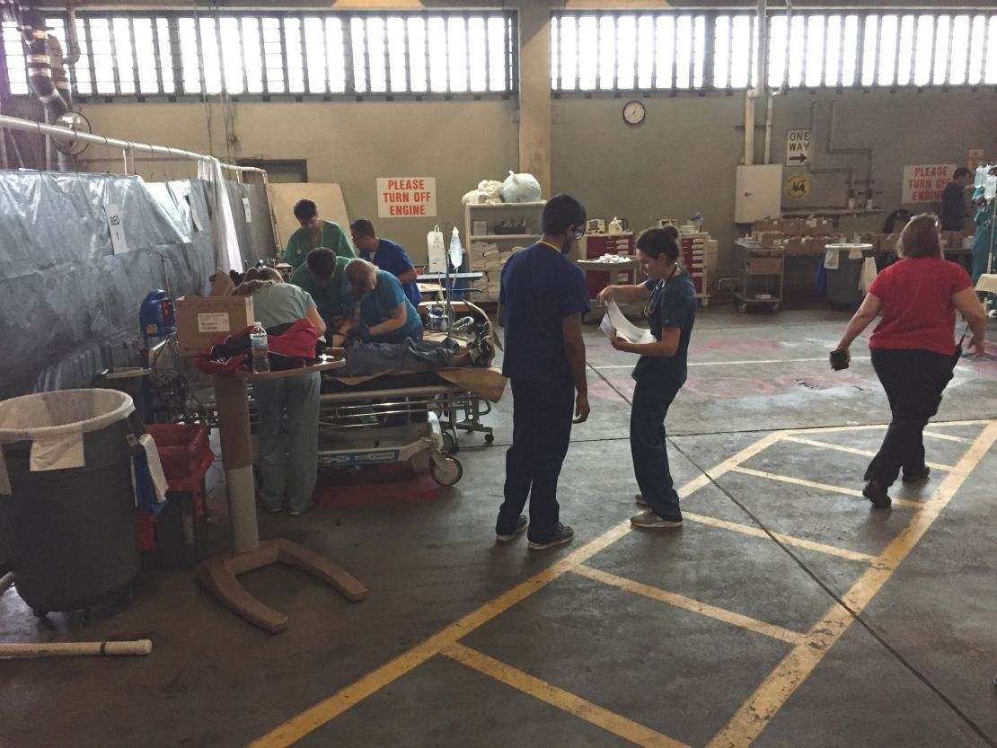 St. Joseph set up a triage center in the hospital loading dock to care for the influx of patients.