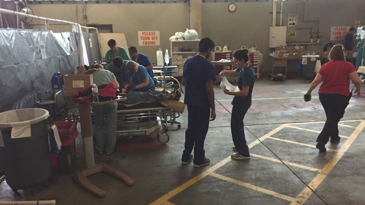 St. Joseph set up a triage center in the hospital loading dock to care for the influx of patients.