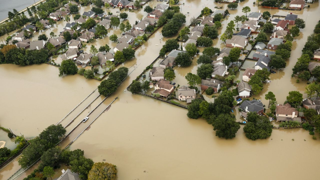 Floodwaters from the Addicks Reservoir inundate a neighborhood off N. Eldridge Parkway in the aftermath of Tropical Storm Harvey on Wednesday, Aug. 30, 2017, in Houston. (Brett Coomer/Houston Chronicle via AP