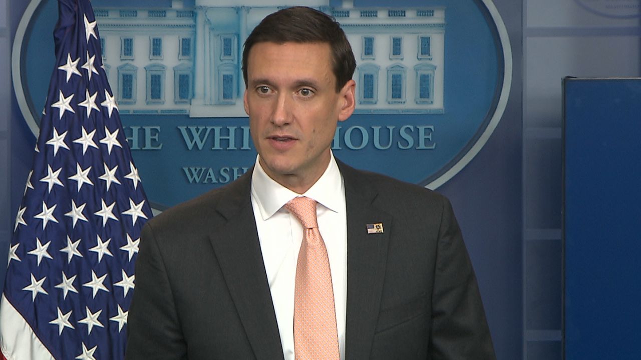 Tom Bossert speaks at the White House press briefing on Thursday, August 31