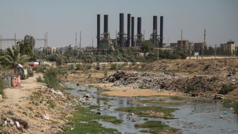 Raw, stagnant sewage is seen near the Nuseirat power station in Gaza in June.
