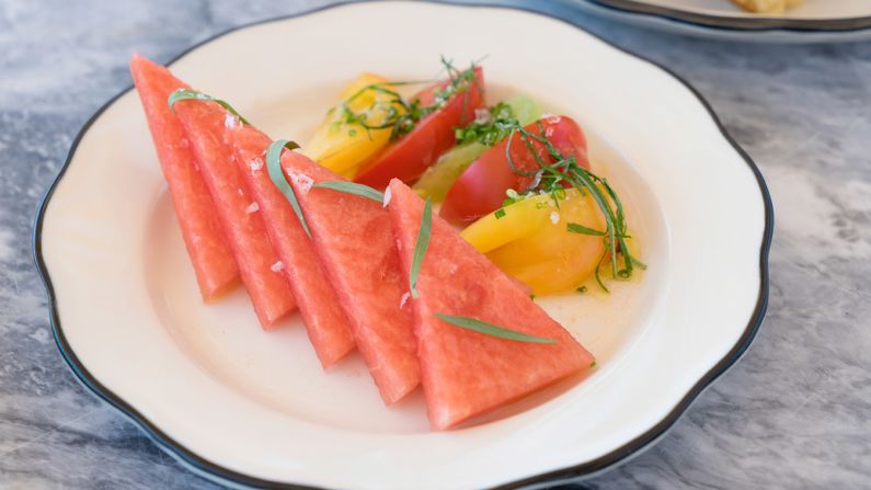 <strong>Tomato and Watermelon Salad:</strong> A light and refreshing option for a hot day.