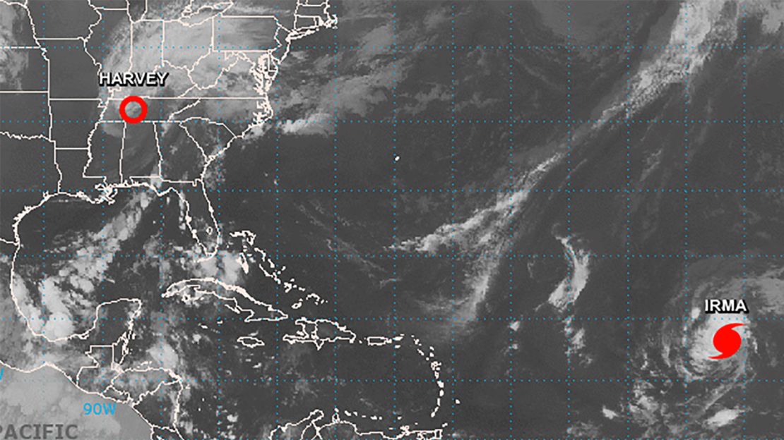 Satellite image taken at 8 a.m. ET Friday shows Hurricane Irma in the eastern Atlantic