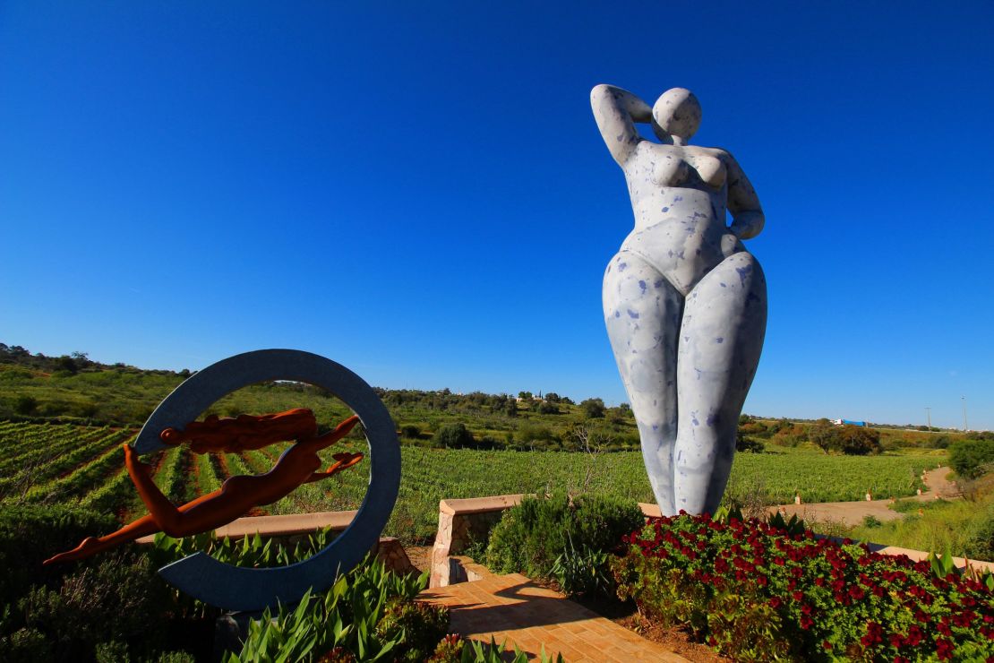 Quinta dos Vales wine estate is at the forefront of the Algarve's wine resurgence and offers tastings, overlooked by striking sculptures.