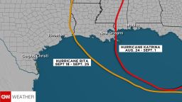 Track of Hurricane Rita compared to Hurricane Katrina 