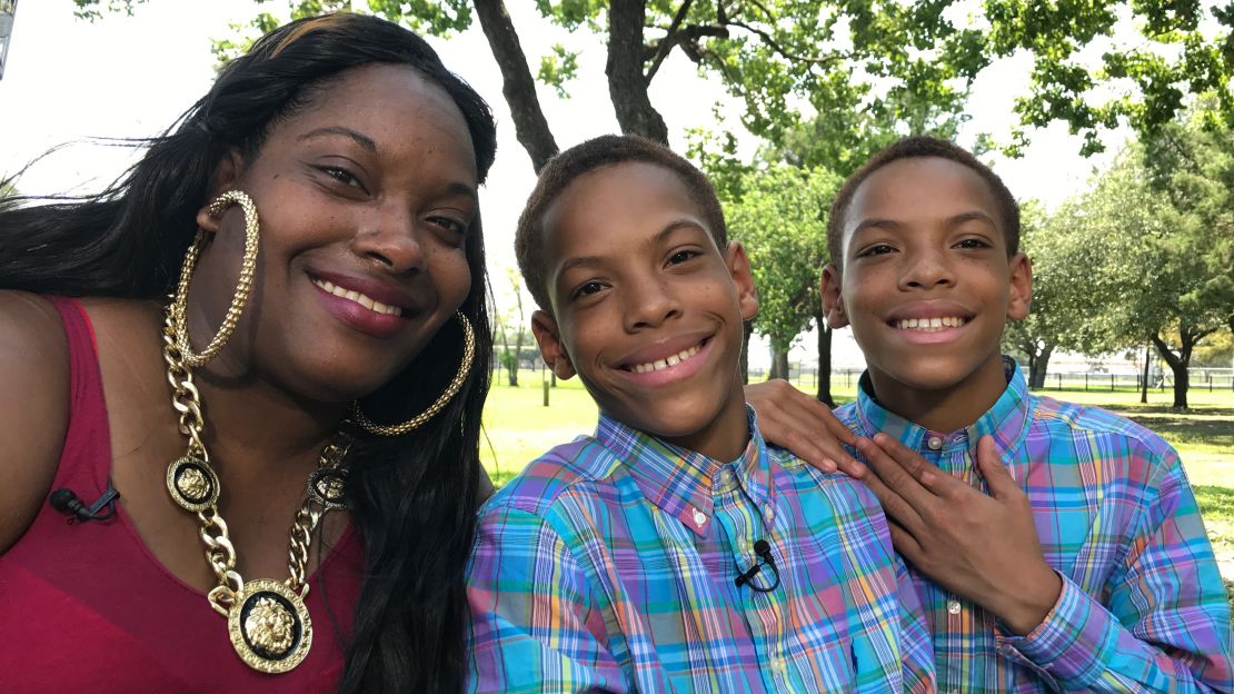 Alexandra Wheeler with her twin sons, A'Mari and J'Mari