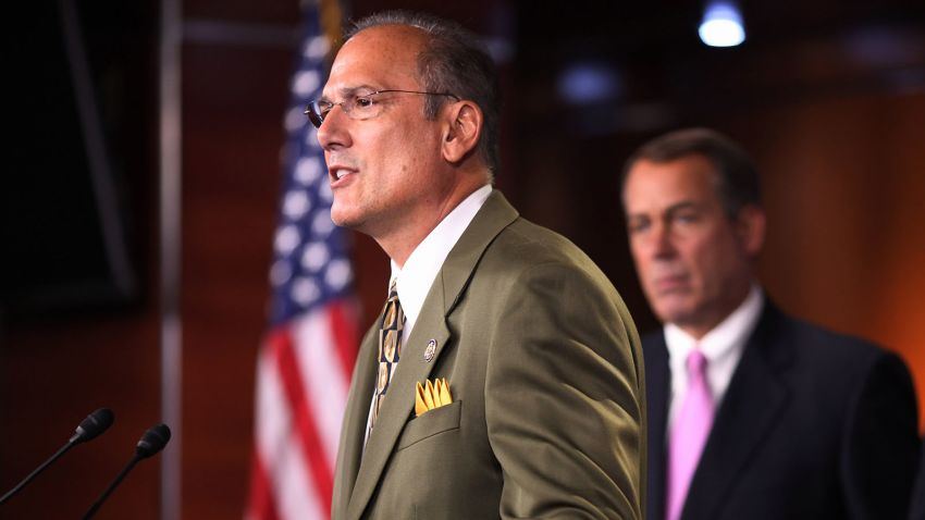 WASHINGTON, DC - SEPTEMBER 23:  Rep. Tom Marino (R-PA) (L) speaks during a news conference about the budget continuing resolution passed by the House near midnight with Speaker of the House Rep. John Boehner (R-OH) (C) and Rep. Lou Barletta (R-PA) September 23, 2011 in Washington, DC. 