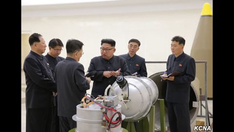 North Korea said it can attack electrical grids with the nuclear warhead shown to leader Kim Jong Un in pictures released Sunday.