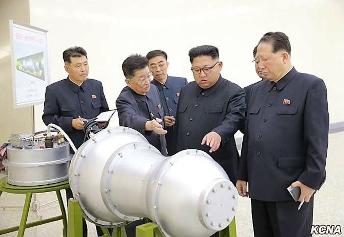 Kim Jong Un seen here in this undated photo released Sunday by North Korean state media inspecting what is claimed to be a nuclear weapon.