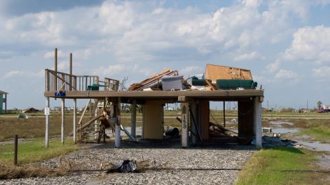 A home lies in ruins after the storm hit Holiday Beach.