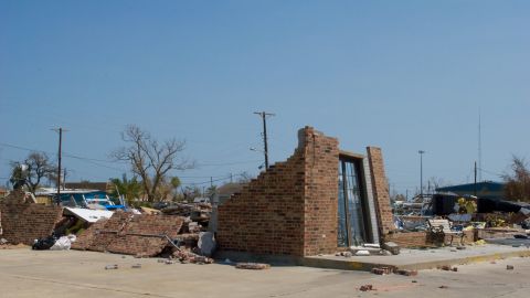 A building hit by the storm in Rockport.